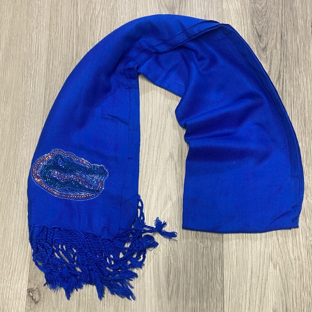 Little Earth Florida Gators Rhinestone Scarf Blue Acrylic Fringe Wrap NCAA UF